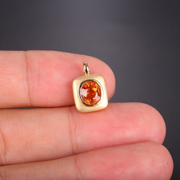 14k Gold 1.82 Ct Natural Spessartine Pendant( Without Chain ) - 2