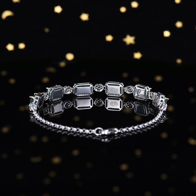 14k Gold 5.53 Ctw Natural Emerald & Diamond Bracelet - 2