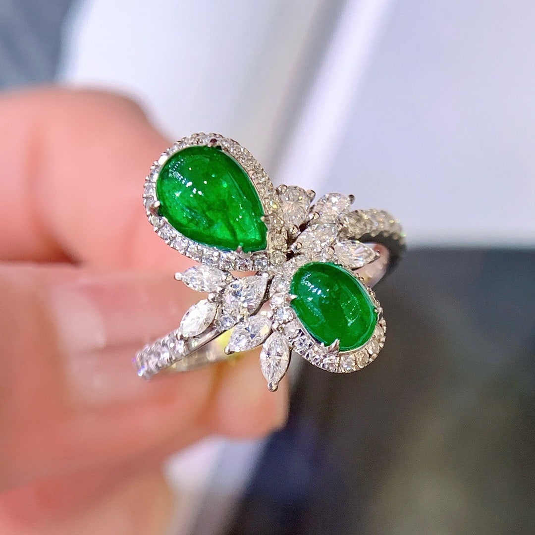 14k Gold 2.19 Ctw Natural Emerald & Diamond Ring - 2