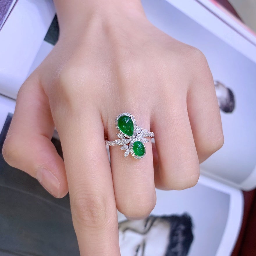 14k Gold 2.19 Ctw Natural Emerald & Diamond Ring - 4