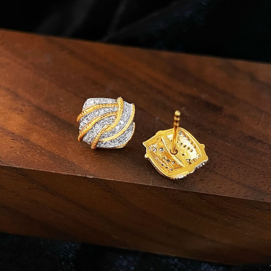 14k Gold 0.38 Ct Natural H Diamond Earrings - 2