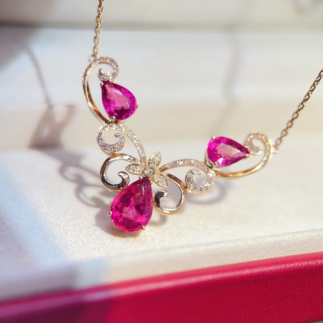 14k Gold 3.5 Ct Natural Tourmaline & Diamond Necklace - 3