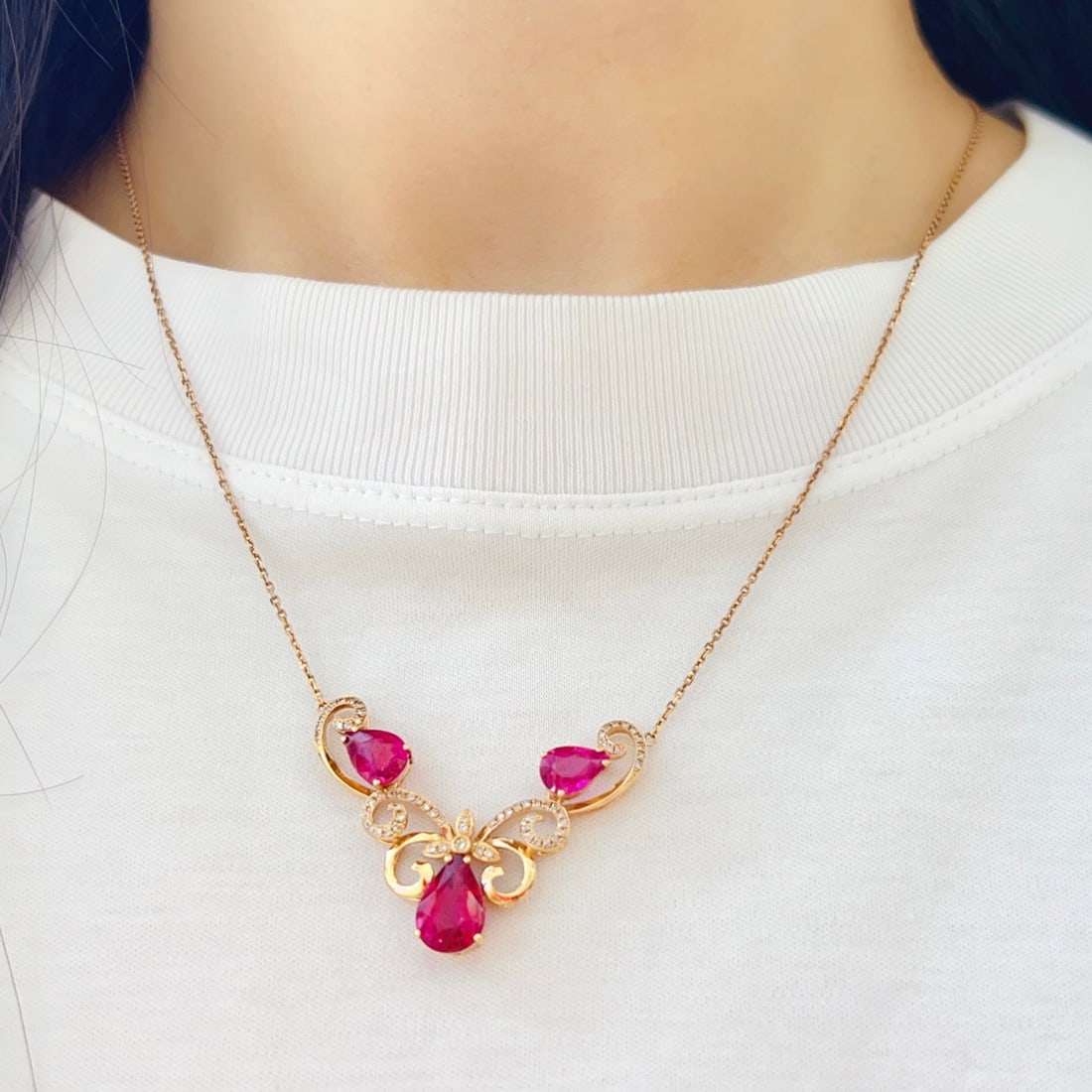 14k Gold 3.5 Ct Natural Tourmaline & Diamond Necklace - 4