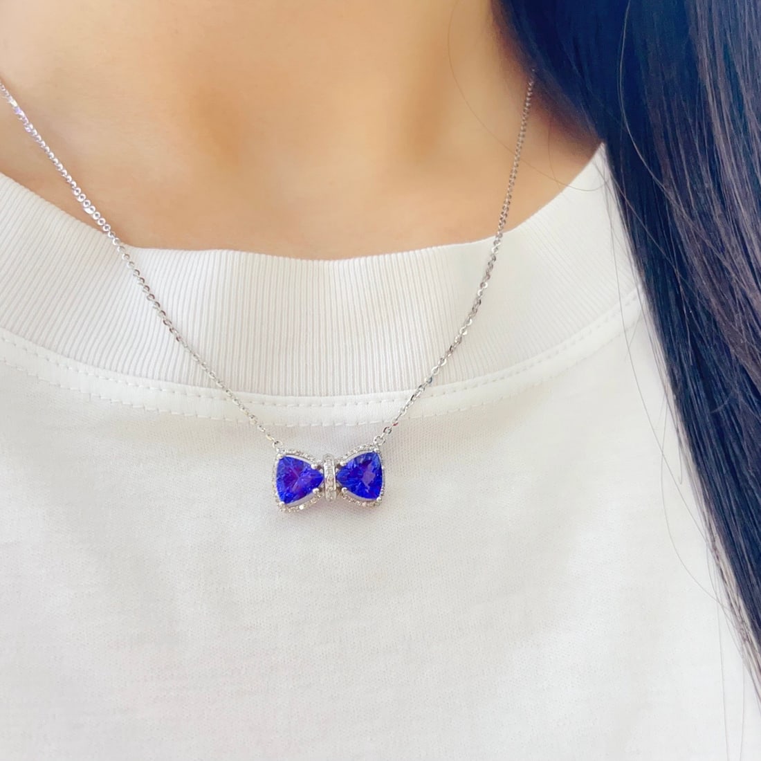 14k Gold 2.65 Ct Natural Tanzanite & Diamond Necklace - 5