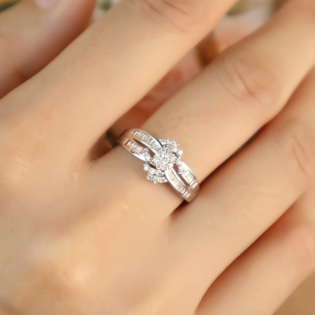 14k Gold 0.50 Ct Natural H Diamond Ring - 3