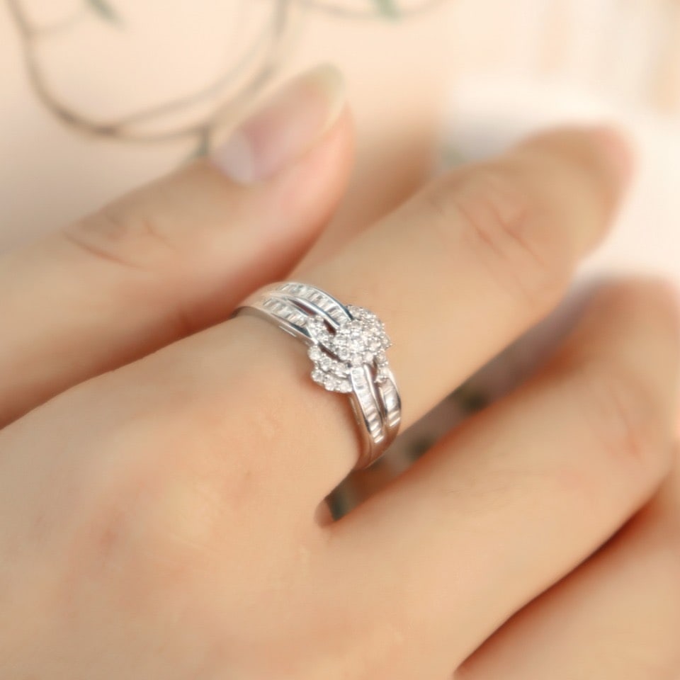 14k Gold 0.50 Ct Natural H Diamond Ring - 6