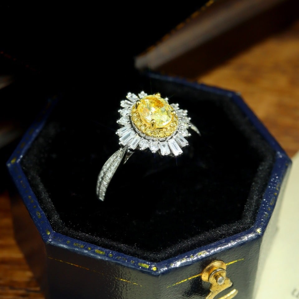 14k Gold 1.28 Ctw Natural Yellow Diamond & Diamond Ring - 2
