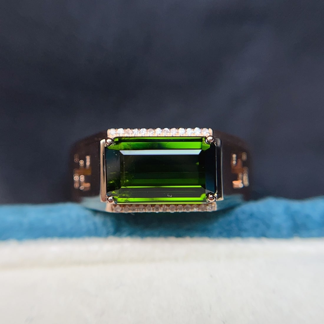 14k Gold 4.00 Ct Natural Tourmaline & Diamond & Men¡¯s Ring - 3