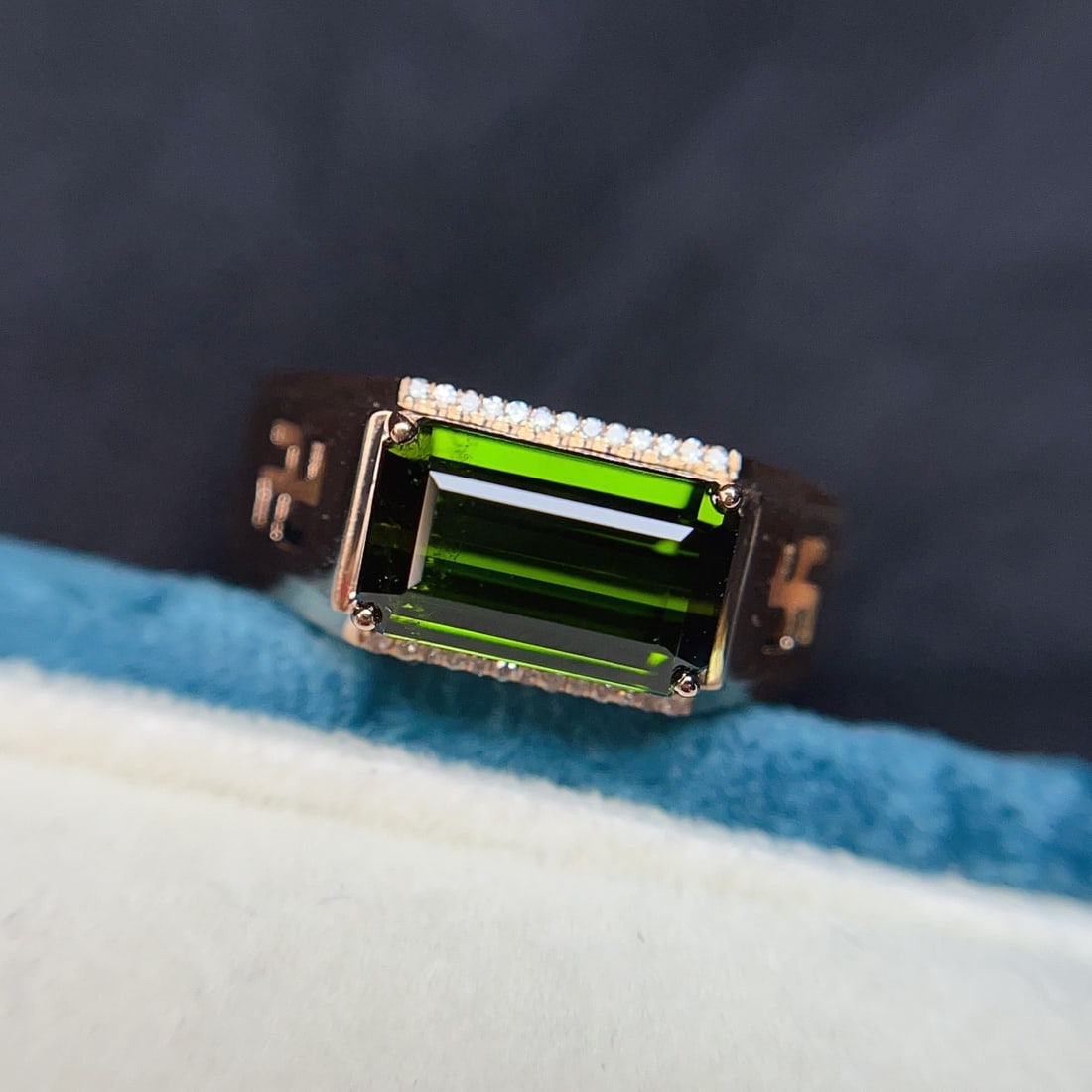 14k Gold 4.00 Ct Natural Tourmaline & Diamond & Men¡¯s Ring - 5