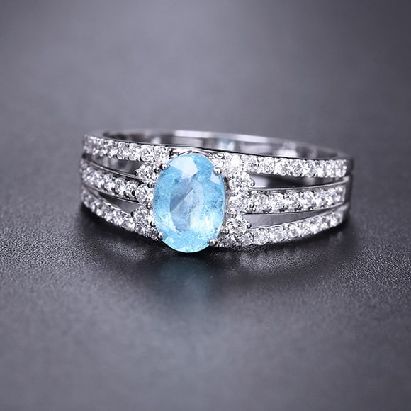 14k Gold 1.28 Ctw Natural Paraiba Tourmaline & Diamond Ring - 4