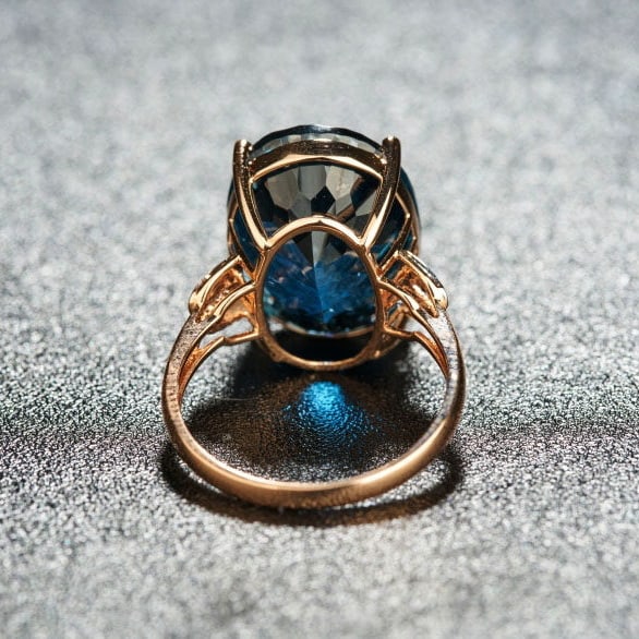 14k Gold 16.52 Ct Natural Topaz & Diamond Ring - 2