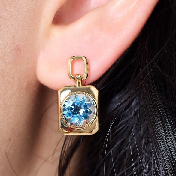 14k Gold 3.71 Ct Natural Aquamarine Earrings - 3