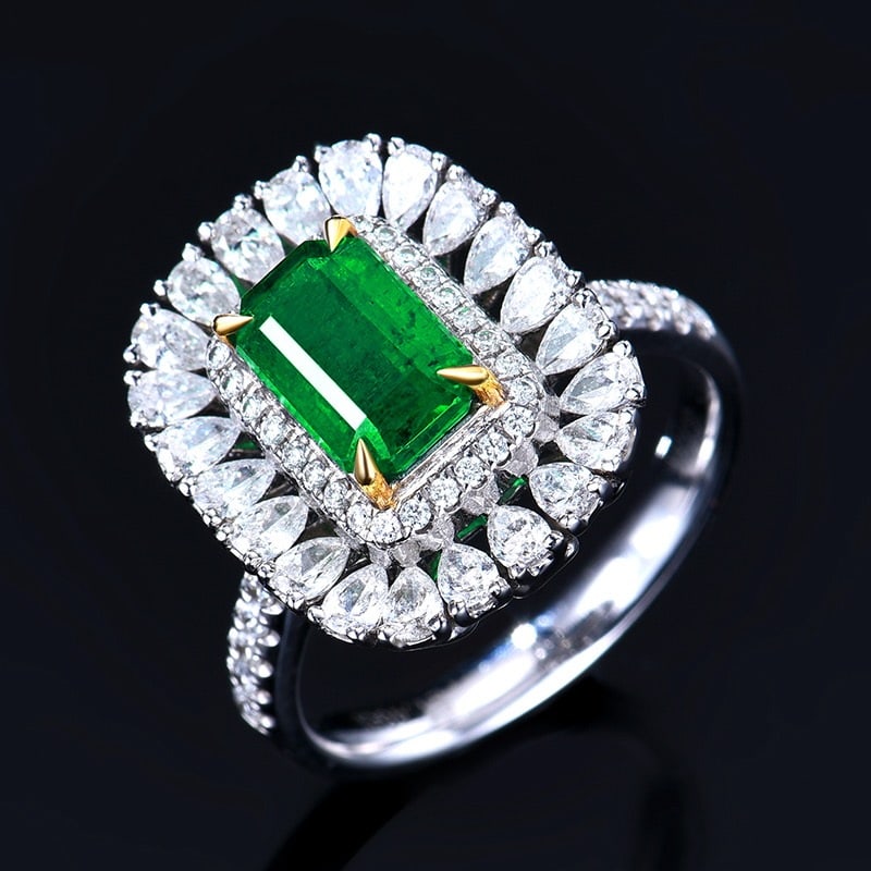 14k Gold 2.67 Ctw Vivid Green Natural Emerald & Diamond Ring - 3