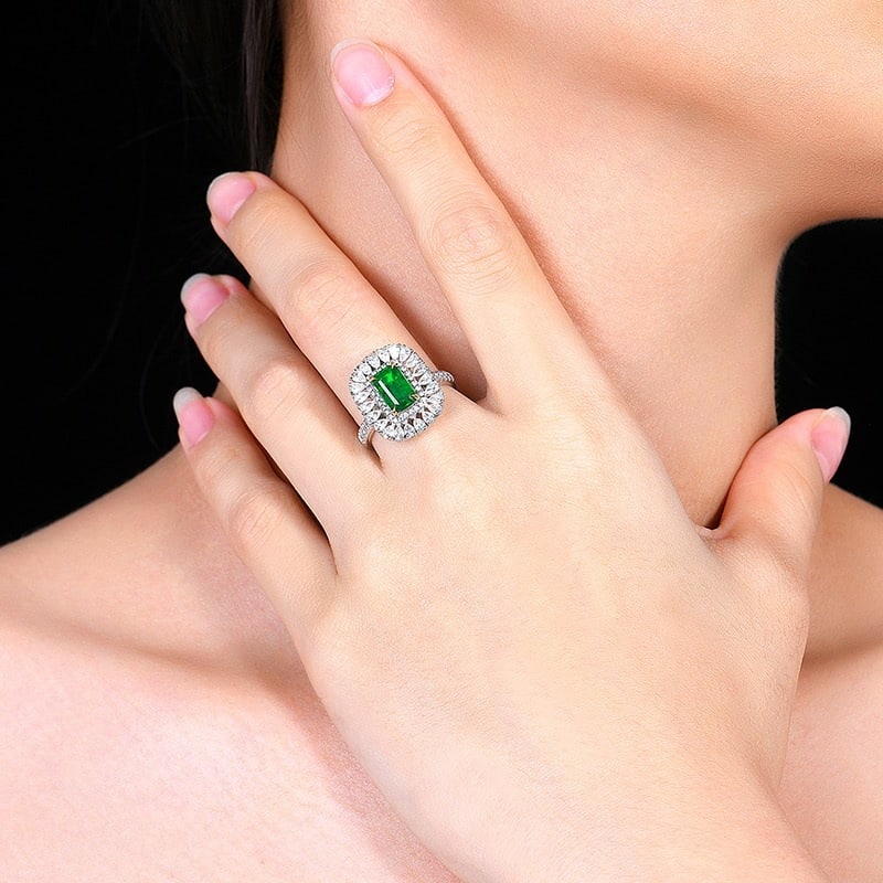 14k Gold 2.67 Ctw Vivid Green Natural Emerald & Diamond Ring - 5