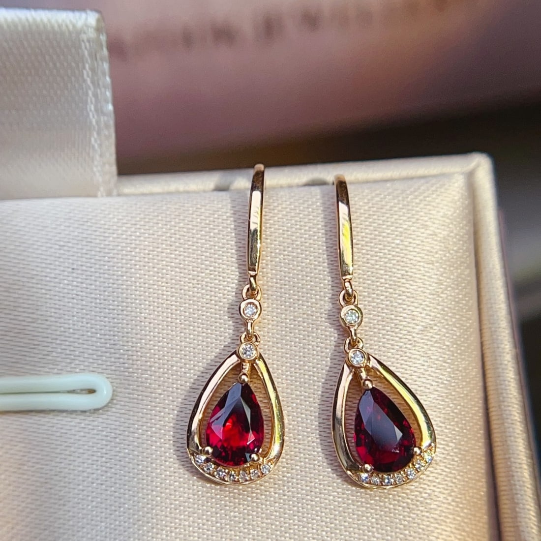 14k Gold 1.11 Ctw Natural Tourmaline & Diamond Earrings - 2