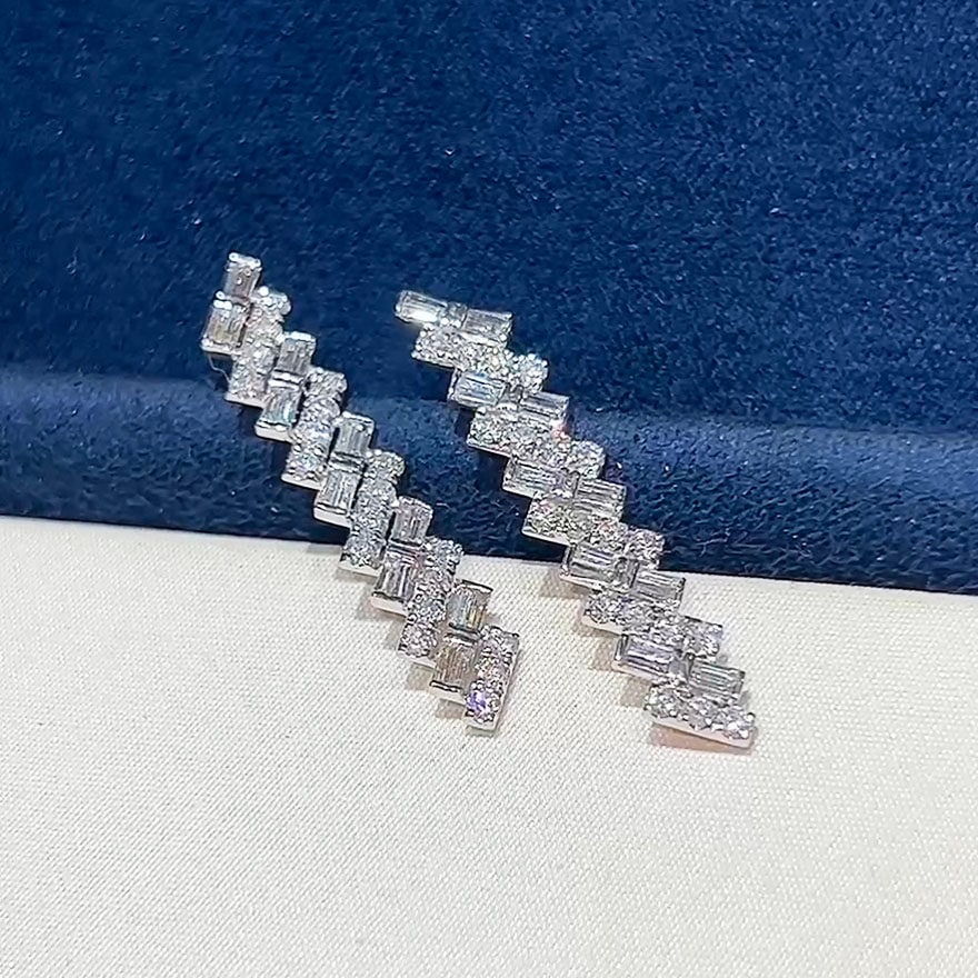 14k Gold 0.84 Ct Natural H Diamond Earrings - 2