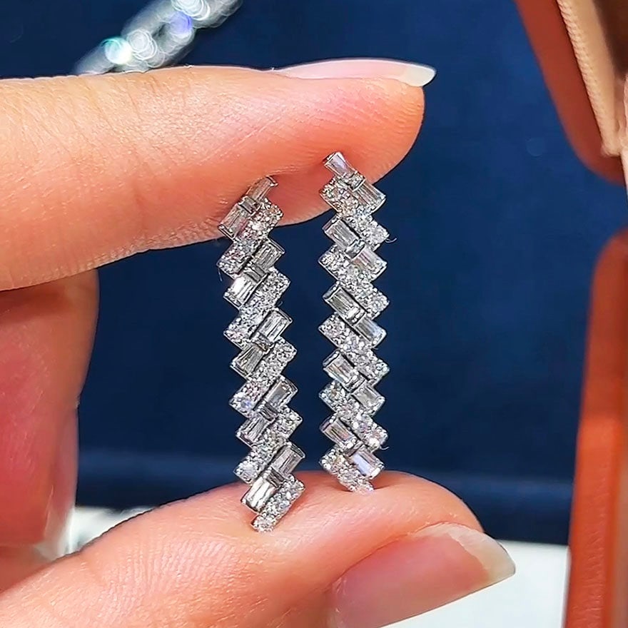 14k Gold 0.84 Ct Natural H Diamond Earrings - 4