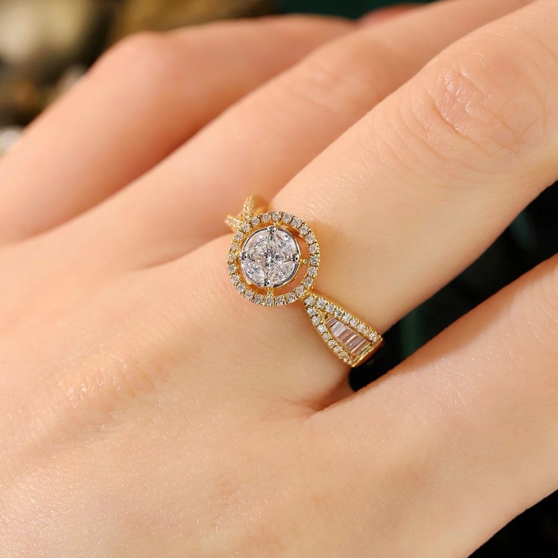 14k Gold 0.62 Ct Natural H Diamond Ring - 2