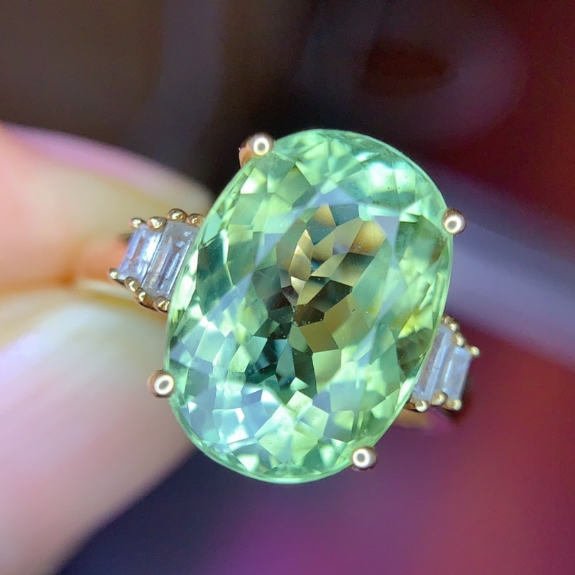 14k Gold 7.01 Ct Natural Tourmaline & Diamond Ring - 2