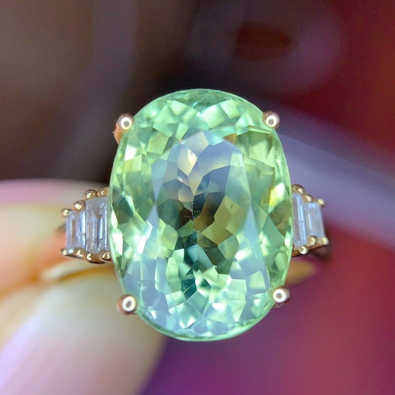 14k Gold 7.01 Ct Natural Tourmaline & Diamond Ring - 4