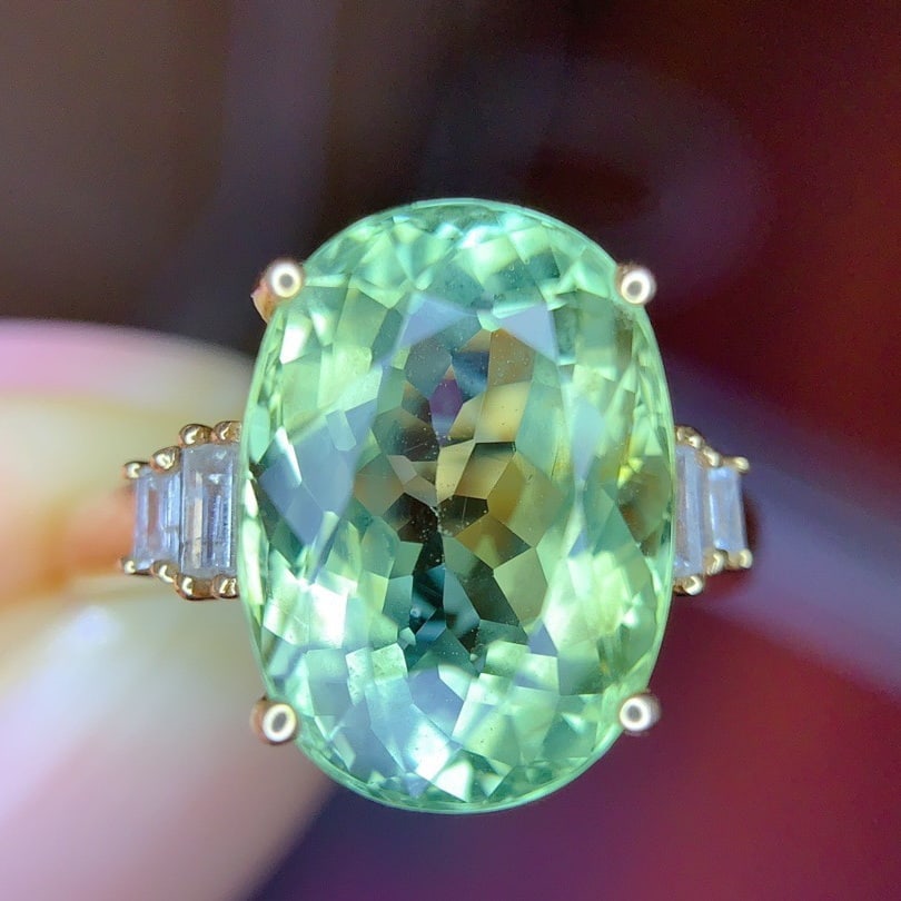 14k Gold 7.01 Ct Natural Tourmaline & Diamond Ring - 5
