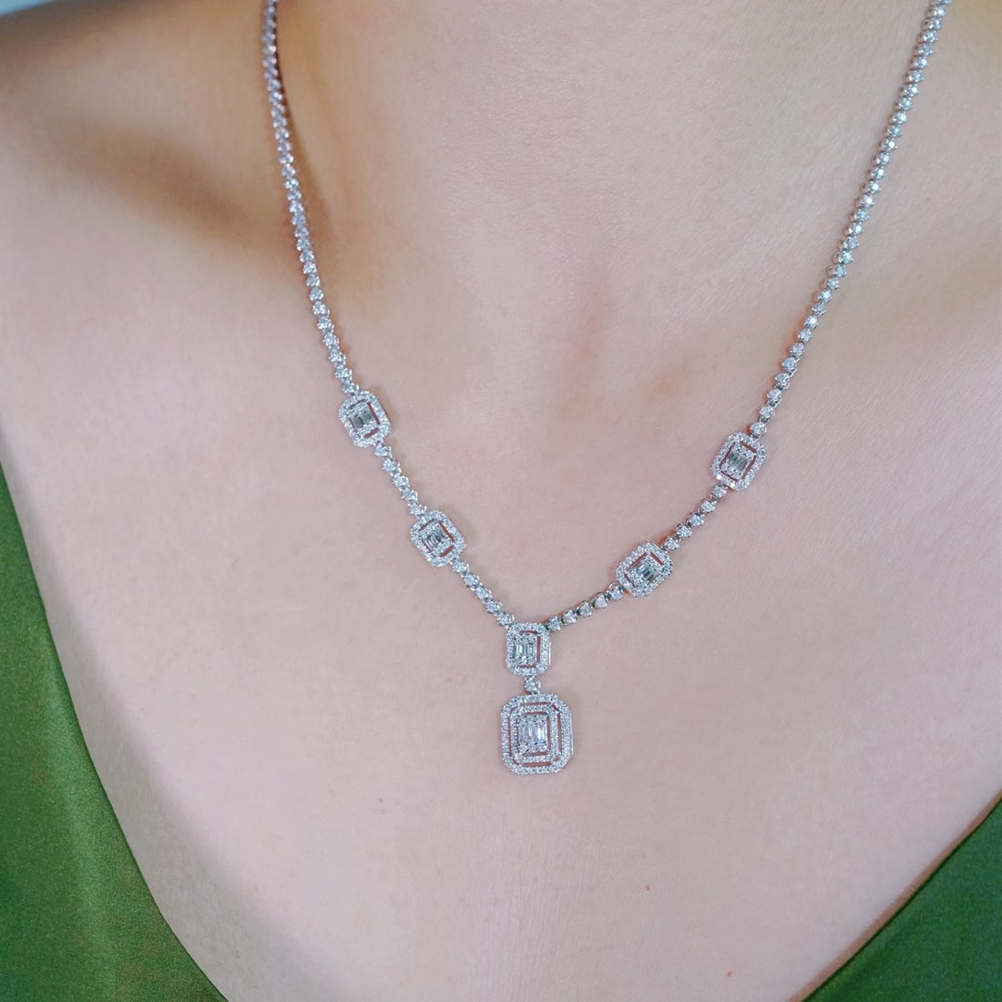14k Gold 3.70 Ct Natural H Diamond Necklace - 3