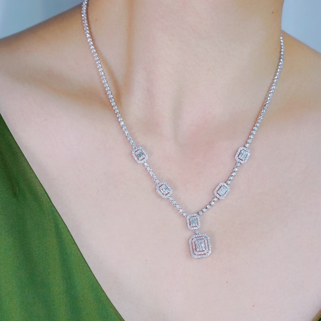 14k Gold 3.70 Ct Natural H Diamond Necklace - 4