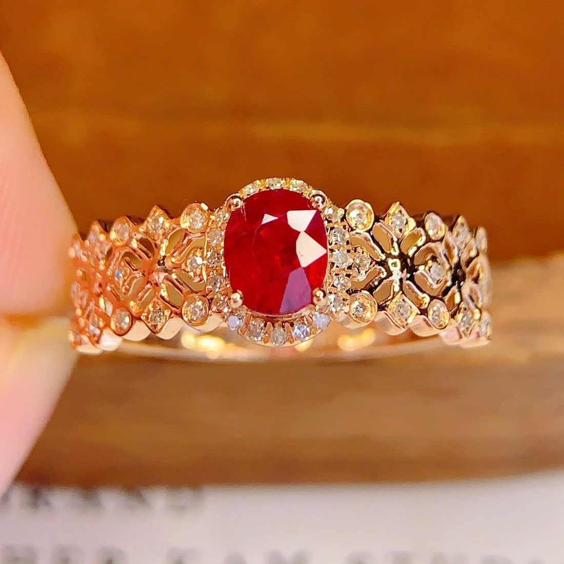 14k Gold 0.65 Ct Natural Ruby & Diamond Ring - 2