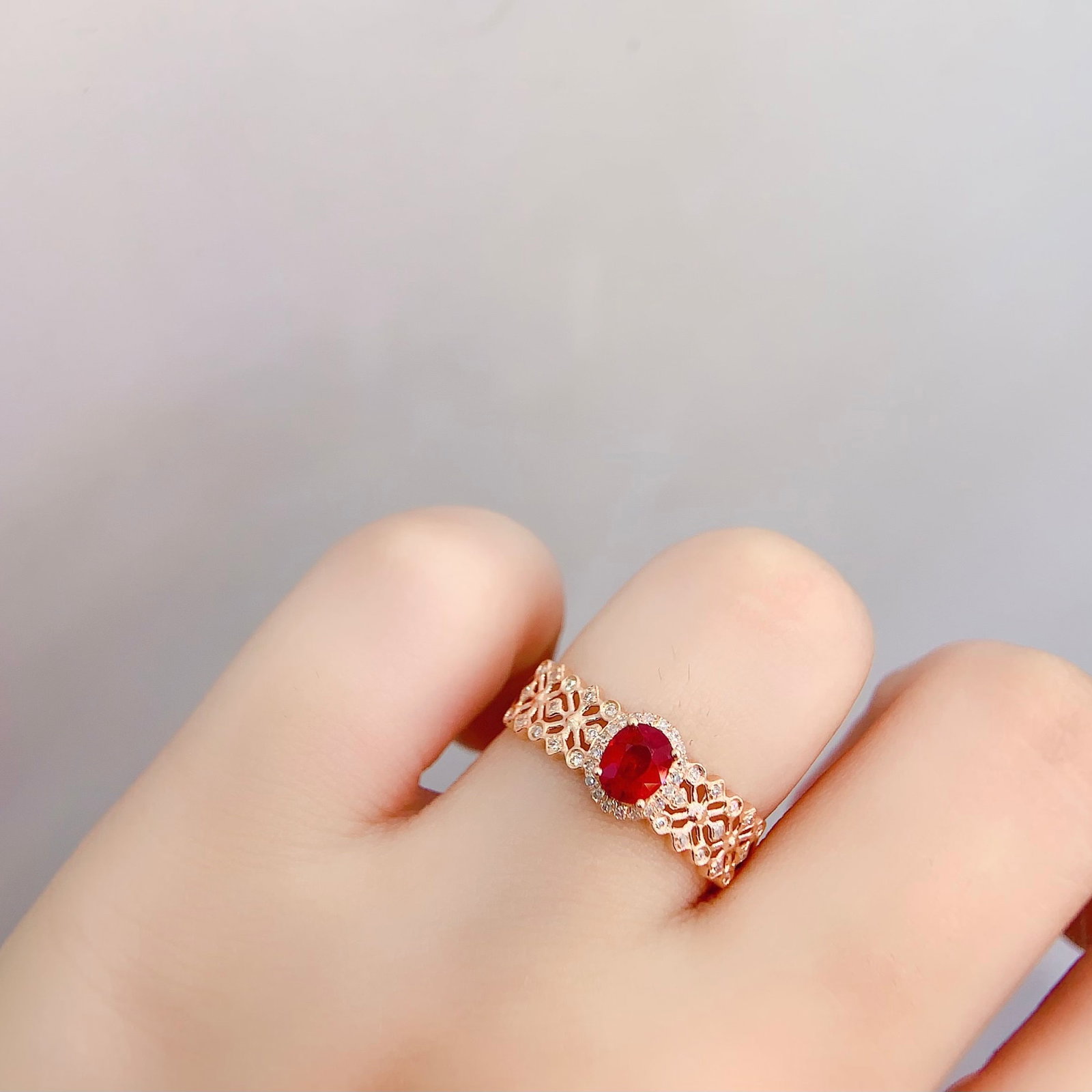 14k Gold 0.65 Ct Natural Ruby & Diamond Ring - 5