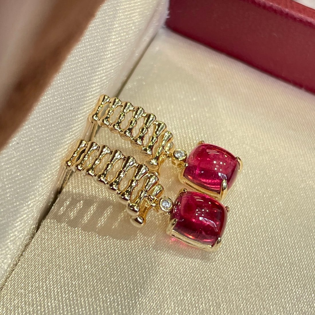 14k Gold 3 Ct Natural Tourmaline & Diamond Earrings - 3