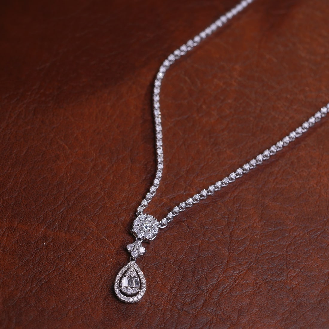 14k Gold 3.00 Ct Natural H Diamond Necklace - 5