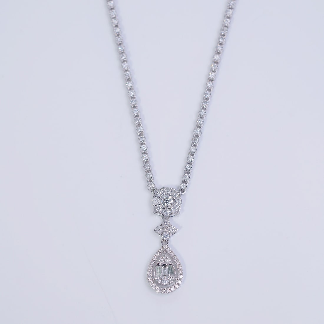 14k Gold 3.00 Ct Natural H Diamond Necklace - 7