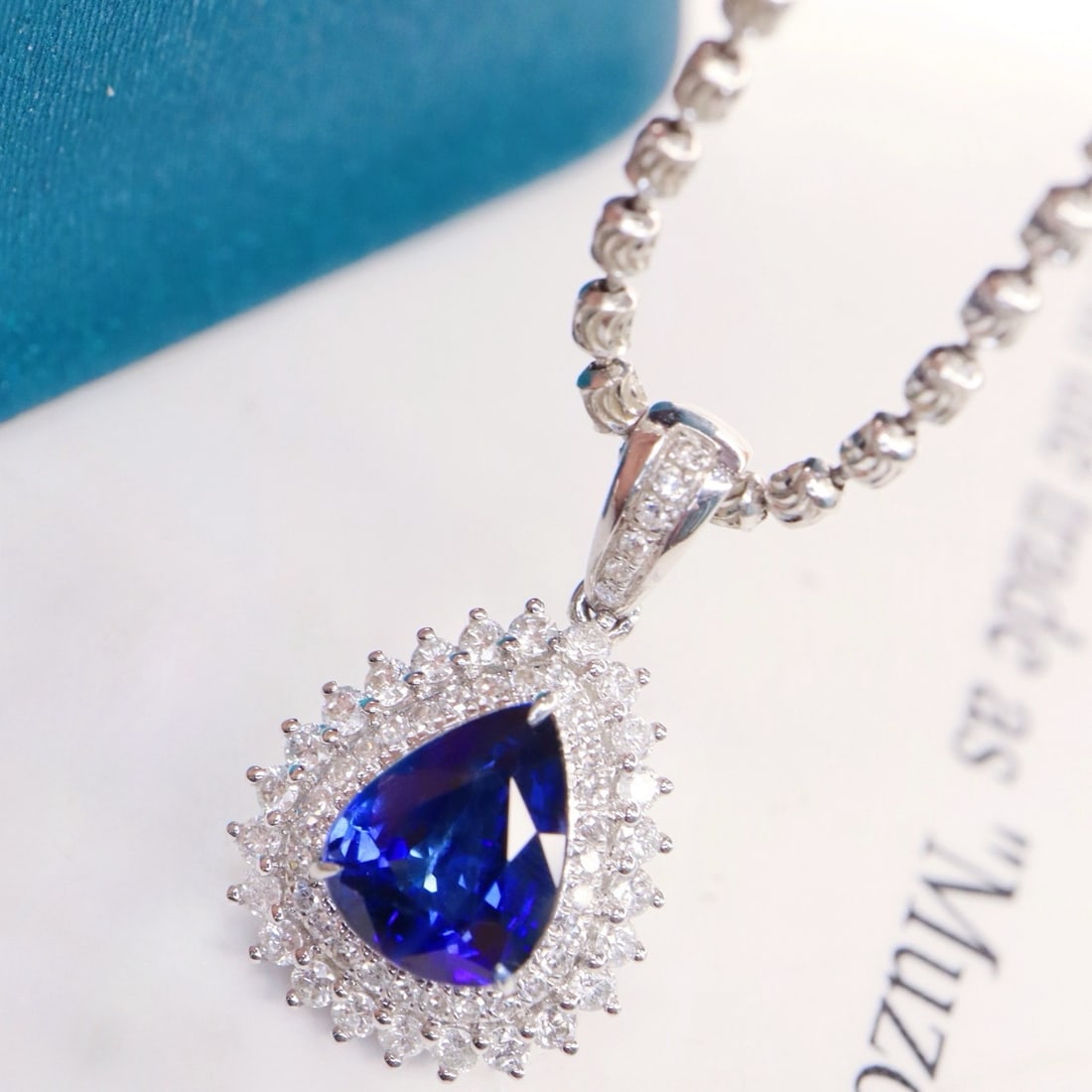 14k Gold 1.78 Ctw Natural Sapphire & Diamond Pendant( Without Chain ) - 3