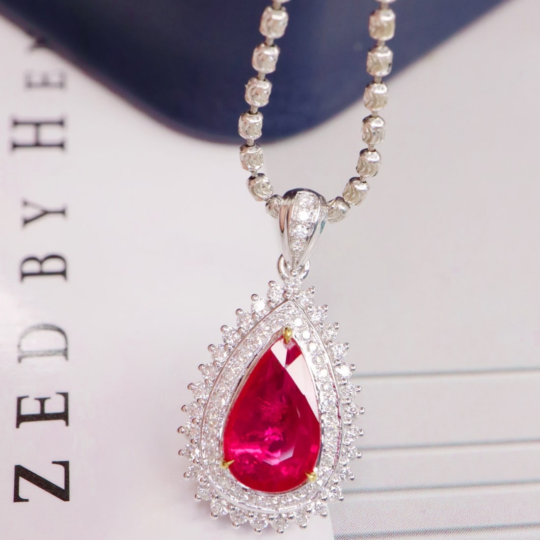 14k Gold 1.41 Ctw Natural Ruby & Diamond Pendant( Without Chain ) - 2