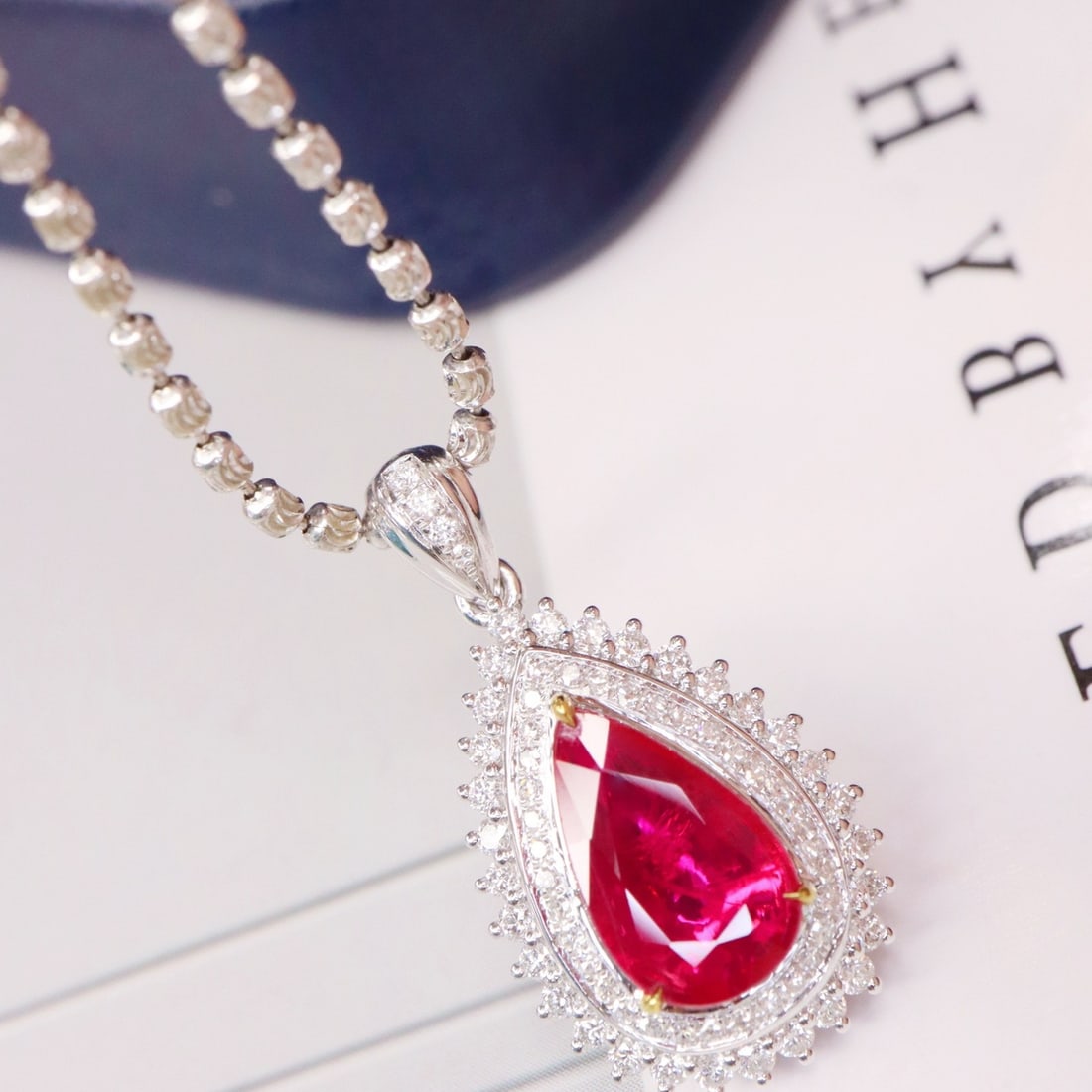 14k Gold 1.41 Ctw Natural Ruby & Diamond Pendant( Without Chain ) - 4