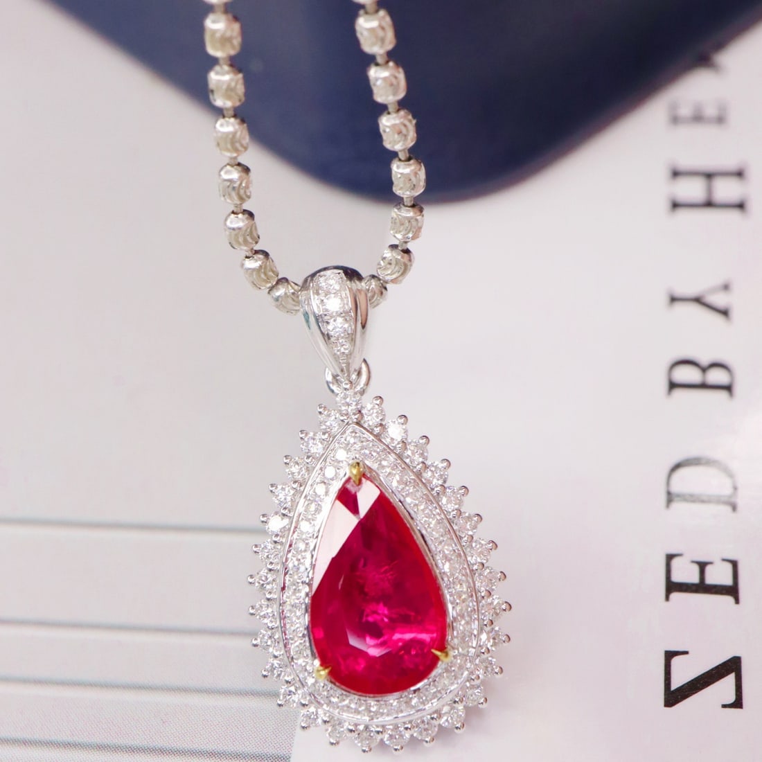 14k Gold 1.41 Ctw Natural Ruby & Diamond Pendant( Without Chain ) - 5
