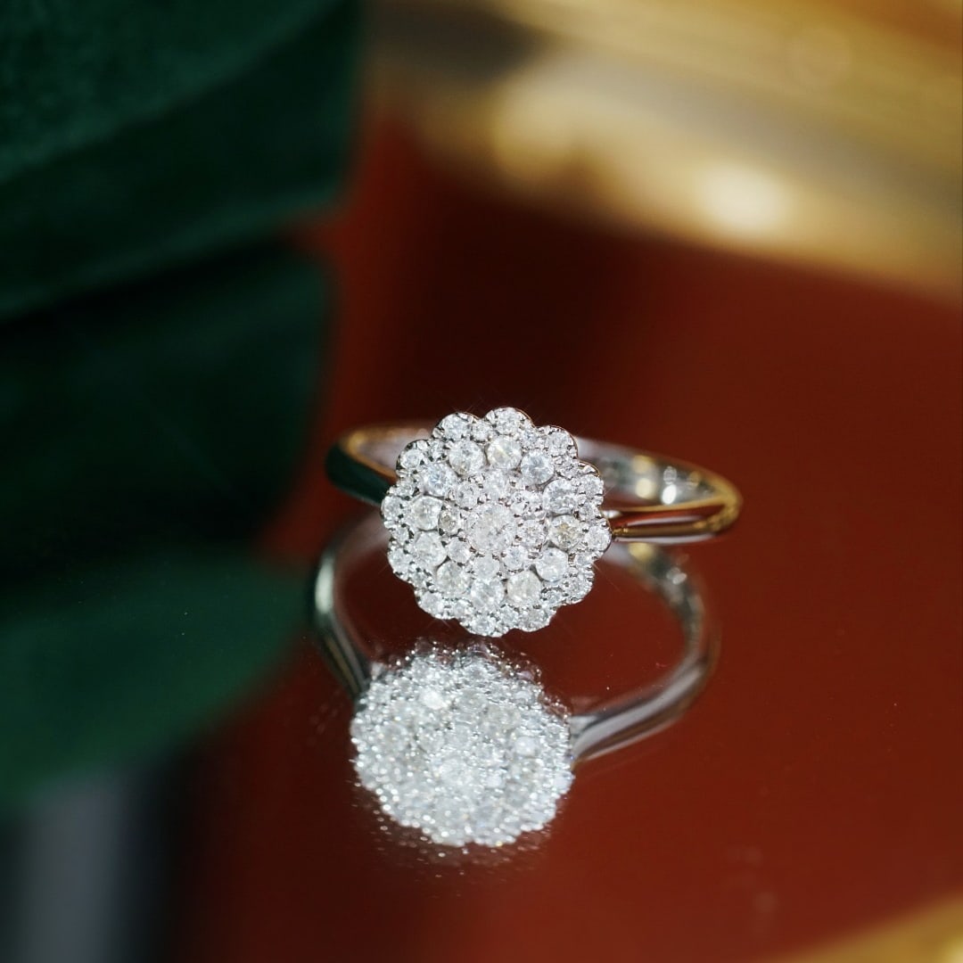 14k Gold 0.50 Ct Natural H Diamond Ring - 4