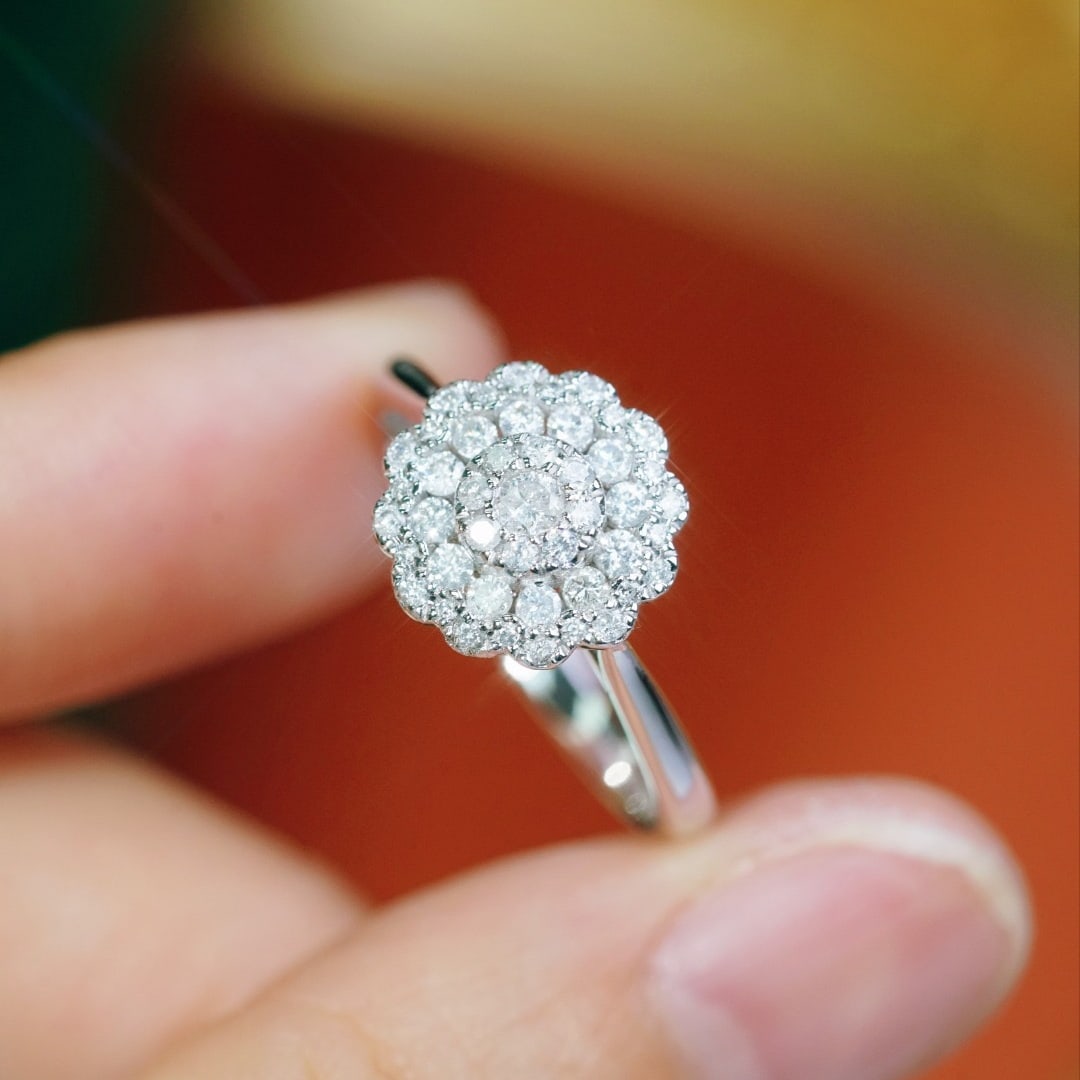 14k Gold 0.50 Ct Natural H Diamond Ring - 5