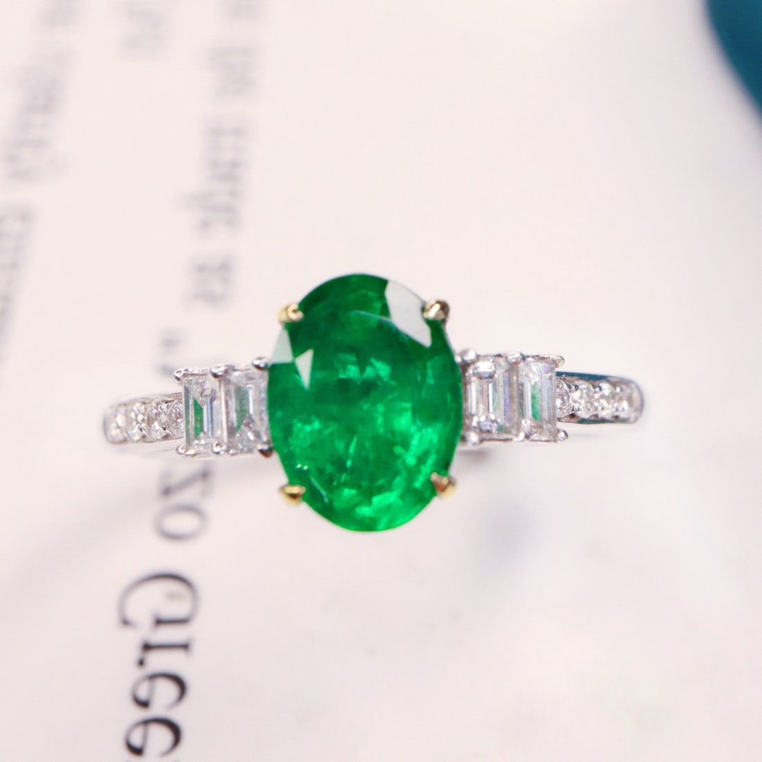 14k Gold 1.59 Ctw Natural Emerald & Diamond Ring - 3