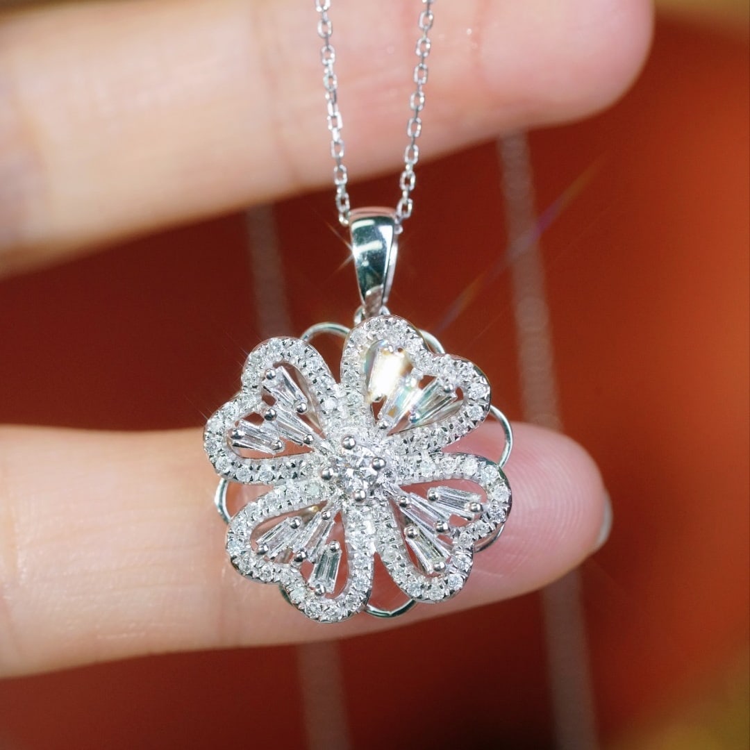 14k Gold 0.75 Ct Natural H Diamond Necklace - 4