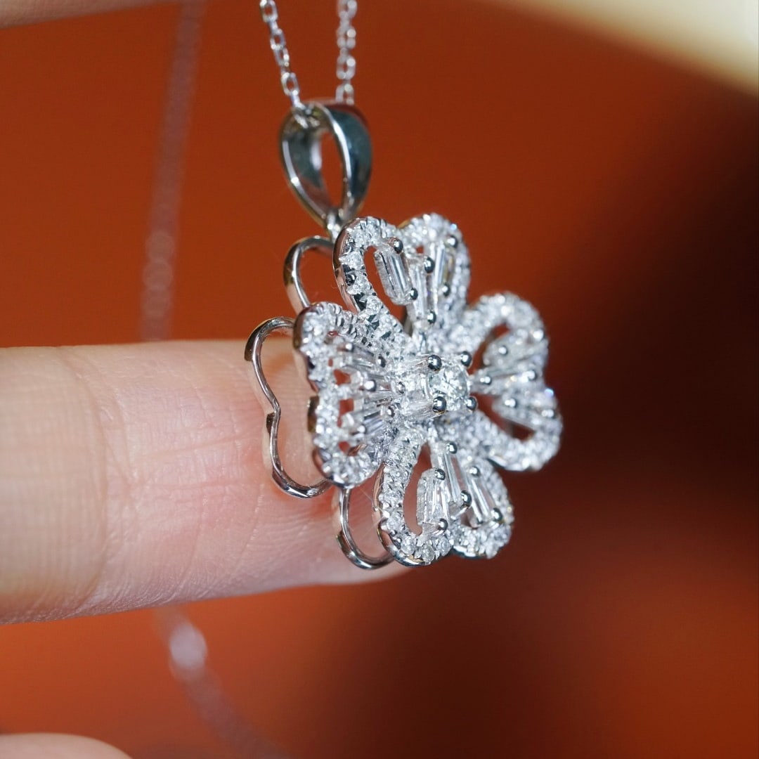 14k Gold 0.75 Ct Natural H Diamond Necklace - 5