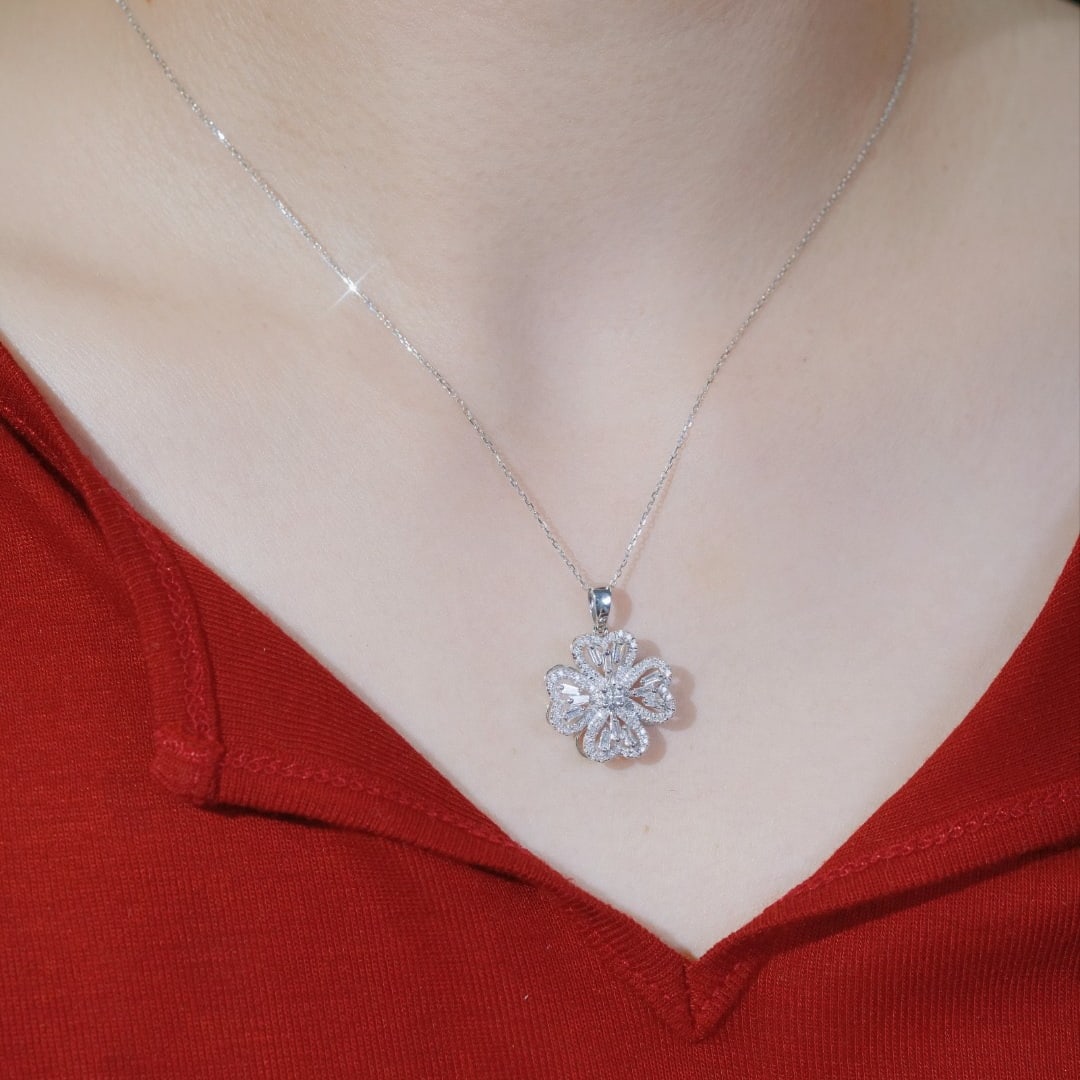 14k Gold 0.75 Ct Natural H Diamond Necklace - 6