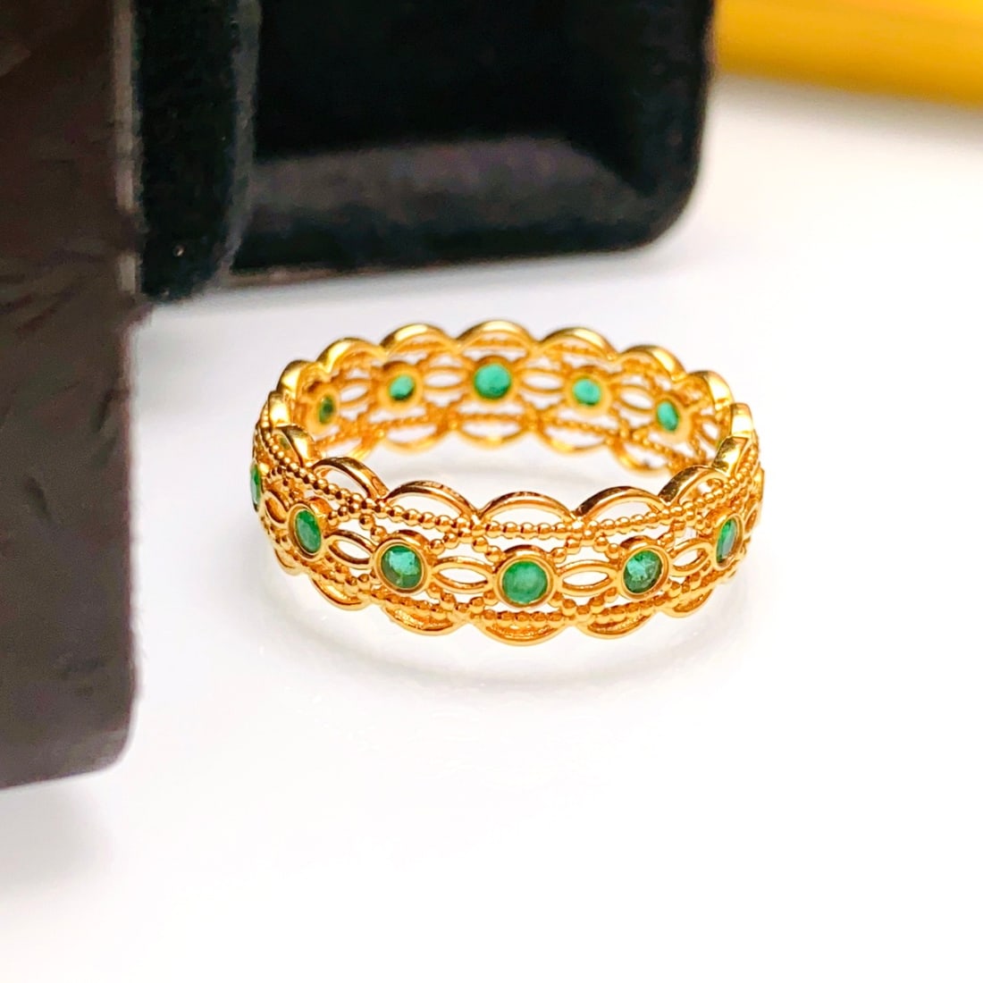 14k Gold 0.80 Ct Natural Emerald Ring - 2