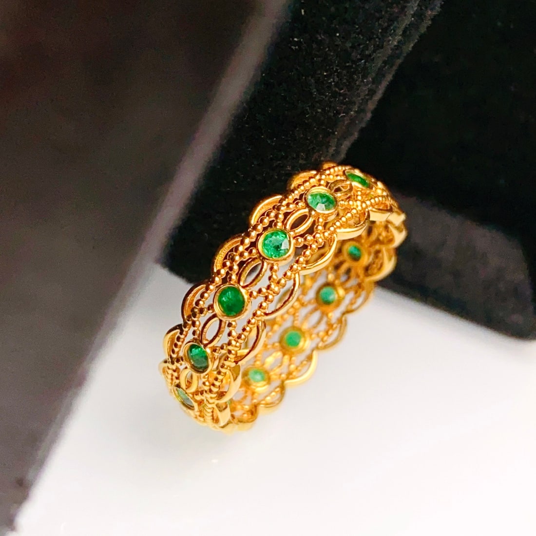 14k Gold 0.80 Ct Natural Emerald Ring - 3