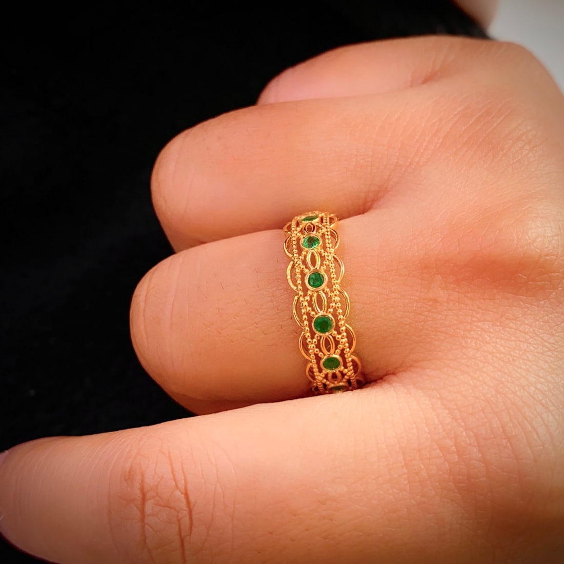 14k Gold 0.80 Ct Natural Emerald Ring - 5
