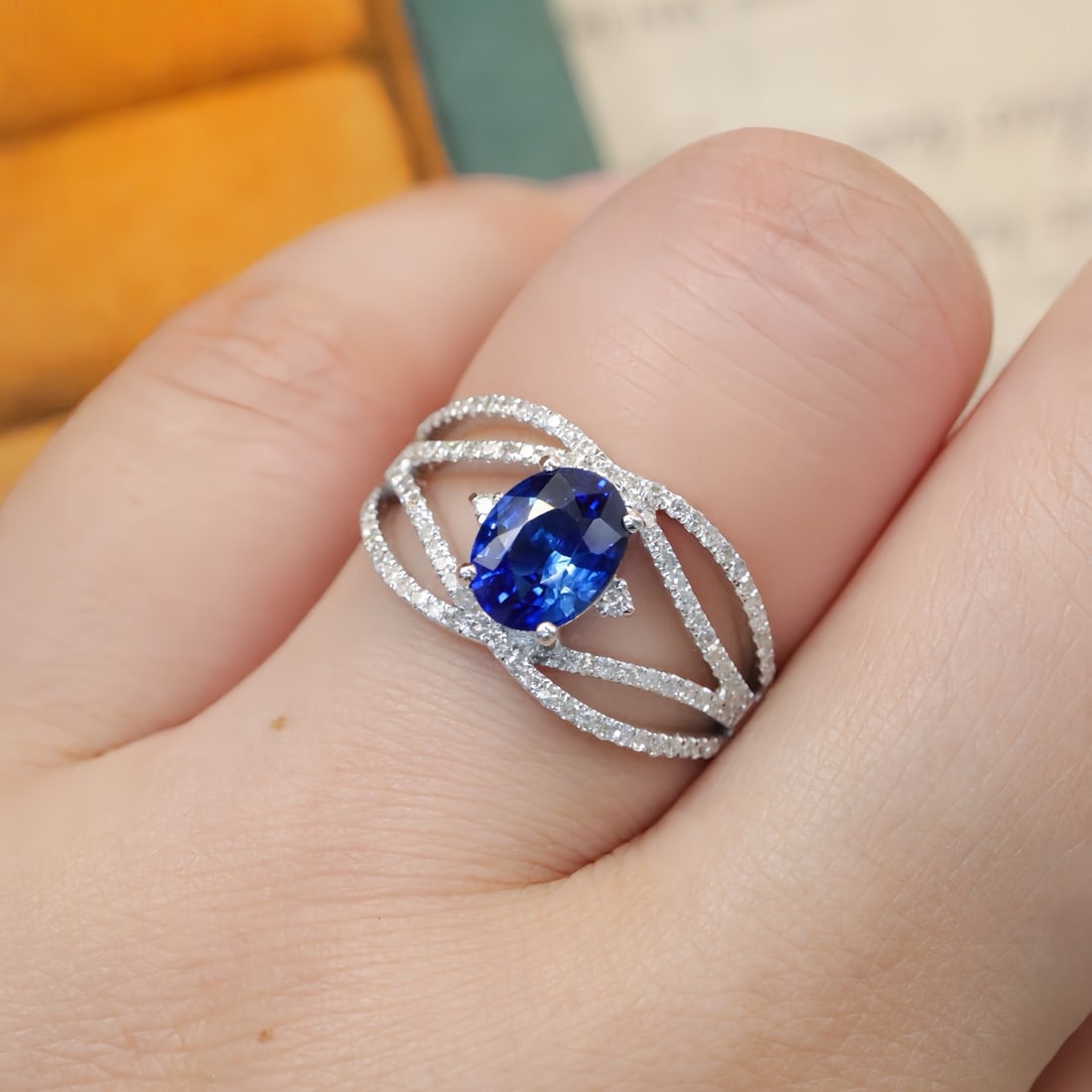 14k Gold 1.52 Ctw Natural Sapphire & Diamond Ring - 4