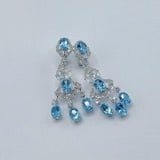 14k Gold 9.00 Ctw Natural Aquamarine & Diamond Earrings: Ref:231154163 // gold content:14k gold // main gemstone:aquamarine // shape:oval // carat weight:6. 98ct // color:santa maria color // treatment:natural // // adjacent gemstone 2 : diamond //