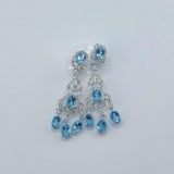 14k Gold 9.00 Ctw Natural Aquamarine & Diamond Earrings - 3