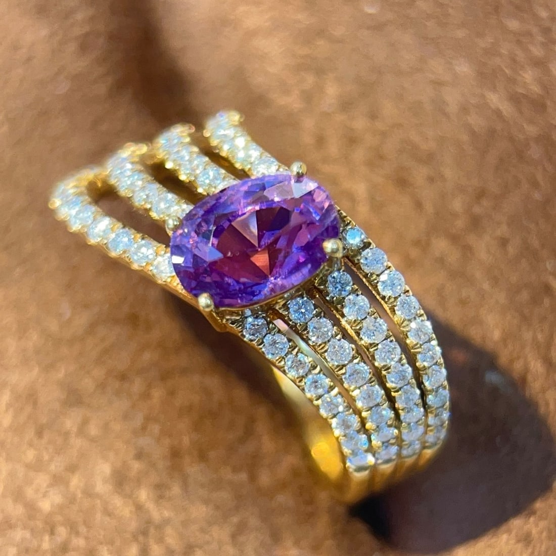 14k Gold 2.29 Ctw Natural Sapphire & Diamond Ring - 2