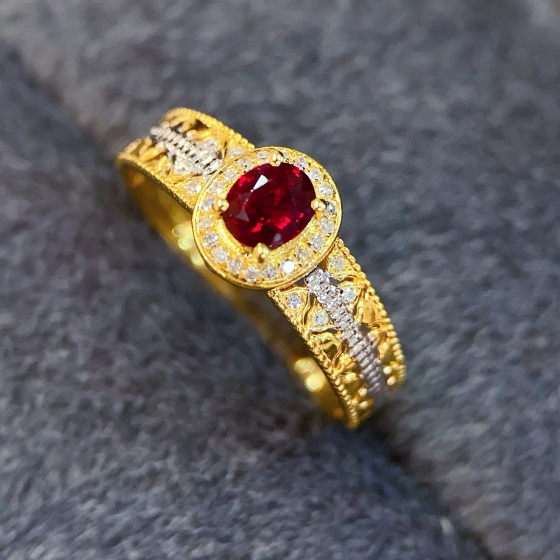 14k Gold 0.4 Ct Natural Ruby & Diamond Ring - 2